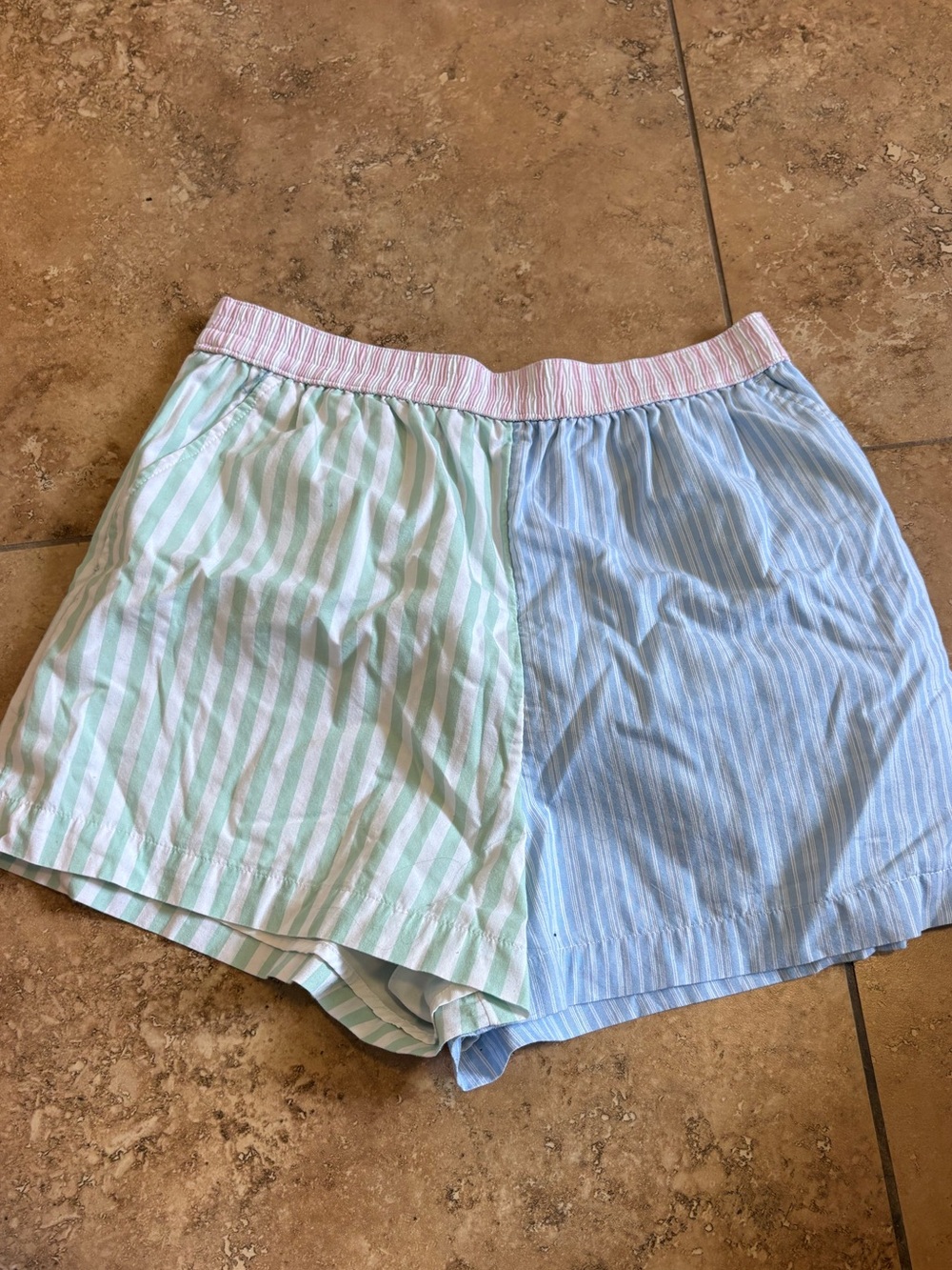 Hollister Pastel Stripe Two-Tone Shorts (Mint & Light Blue)